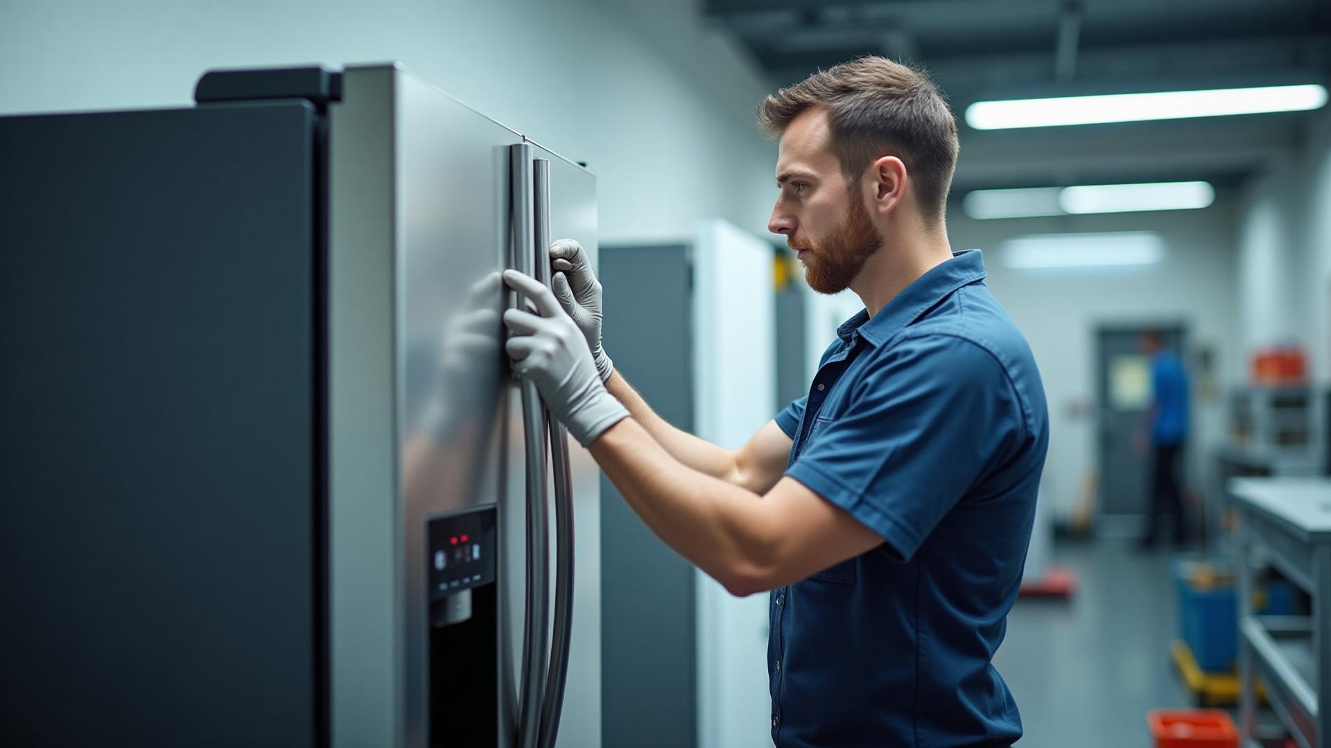 Técnico consertando geladeira Electrolux
